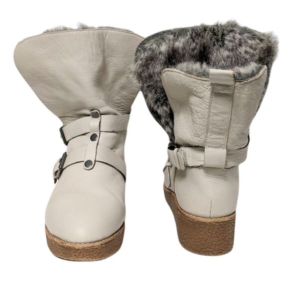 REBECCA MINKOFF Perry Leather Fur Lined Foldover Buckle Boots 8.5 - Picture 2 of 11